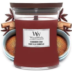 WoodWick Medium Hourglass-geurkaars met knapperende lont | Cinnamon Chai | Tot wel 60 uur brandtijd