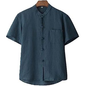 Zomer Katoen Linnen Tai Chi Uniform Korte Mouwen Chinese Traditionele Kleding, Grote SizeTang Pak Hanfu Jassen Vechtsport(Grün,XL)