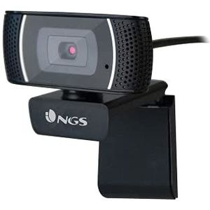 NGS XPRESSCAM1080 Webcam Full HD 1920 x 1080 met USB 2.0-aansluiting, ingebouwde microfoon, 2 megapixel real-resolutie, plug & play,Zwart