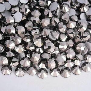 SS3-SS30 Jet Hematite Kleur snitten Nail Art Flat back Non Hotfix Rhinestones Lijm op Rhinestone Nail Art Strass Gym Dress F0246-Hematite-SS8-1440pcs