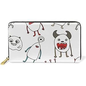 Cartoon Baby Ghost Wit Monster Portemonnee Echt Lederen Rits Coin Telefoon Portemonnee Clutch voor Vrouwen