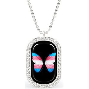 Vlinder Met Transgender Vlag Nieuwigheid Ketting Gepersonaliseerde Ketting Print Patroon Hanger Met Ketting Zilver Goud Gift Voor Vrouwen Mannen