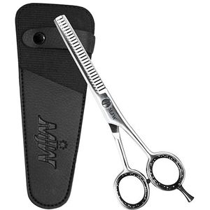 MJW professionele kappersschaar & dunner wordende zilverkleurige roestvrijstalen lichtgewicht kappershaarschaar voor nauwkeurig knippen verkrijgbaar in beide (dunner en haar) (Silver thinning)