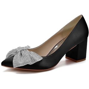 SYDZSW Zijden Bruiloft Schoenen Ivoor Bruids Schoenen Bruiloft Uitnodiging Schoenen, Zwart, 43 EU