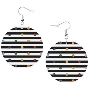 LAMAME Rode Eekhoorn gedrukt rond Dangle Earring Lederen Earring Holiday Party Decoratie, Eén maat, Kunstleer