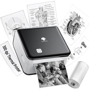 Phomemo M02 Pro Stickerprinter, mini-printer voor smartphones, 300 dpi, thermische printer, labelprinter voor iOS en Android, ideaal voor studie, scrapbooking, foto's, cadeaus, zwart