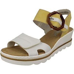 Rieker 67476-69 White/Sun Womens Wedge Heel Sandals 42 White/Sun