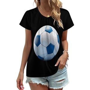 Voetbal Dames V-hals T-shirts Leuke Grafische Korte Mouw Casual Tee Tops M