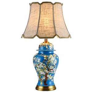 Tafellampen Geglazuurde Tafellampen Slaapkamer Nachtkastje Lamp Aziatische Oosterse Bureaulamp Nachtlampje Voor Kantoor Nachtkastje Lamp (Color : B, Size : Dimmer switch)