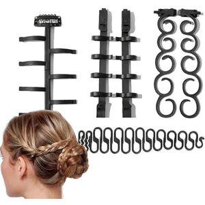 szaluyk Haarstylingtools - Ergonomische multifunctionele haarstylingsset, haarstylingaccessoires, haarvlechtenset voor meisjes voor schoolbal, bruiloft