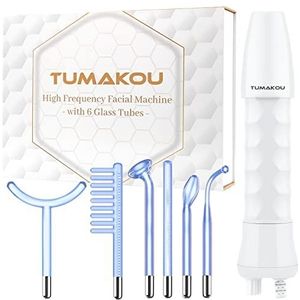 TUMAKOU Blue 6 in1 Hoge frequentie Gezichtsmachine - Professionele Draagbare Hoogfrequente Gezichtswand - Lichttherapie Gezichtshuidverstrakkingsmachine - voor Acne, Rimpelverwijdering, Haargroei