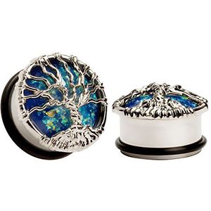 KUBOOZ Oordopjes blauwe planeet zilveren boom tunnel meetinstrumenten dragen piercings sieraden