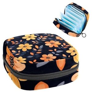 Leuke gele bloemen bloemen patroon maandverband opbergtas grote menstruatie cup zakje met rits, menstruatie pads tas winkel panty voeringen tampons voor meisjes vrouwen