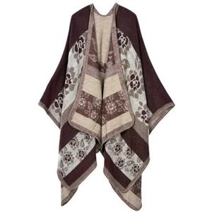 UBOHUZ Winter Mode Poncho Vrouwen Capes Sjaal Dames Sjaals Warme Sjaals Wraps Vrouw Poncho's Voor Lente Herfst Winter, Bloemen-koffie, One size