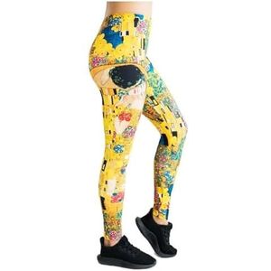 Moit Hoge Taille Geel Mode Fitness Vrouwen Silm Leggings Hoge Quaility Slanke Elastische Retro Patroon Leggings, Meerkleurig, L