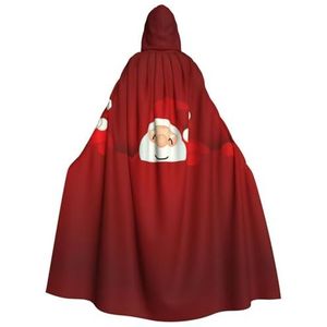 Womens Mens volledige lengte carnaval cape met capuchon cosplay kostuums mantel, 190 cm schattige kerstman