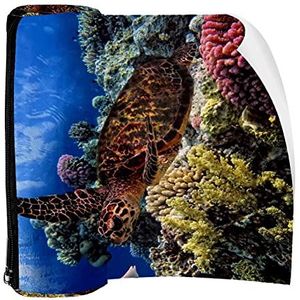 Potlood Case Pen Tas Houder met Rits Coin Organizer Tassen Make-up Cosmetische Pouch voor Vrouwen Tiener Meisjes Jongens Kinderen Onderwater Zeeschildpad Koraal Vissen