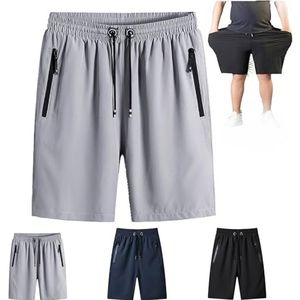 Puliam Shorts, Puliam Icy Shorts, Puliam Men's Ice Silk Stretch Quick-Dry Shorts, Mens Elastic Waist Shorts (Gray,L)