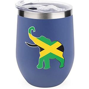 Jamaica olifant vlag geïsoleerde beker met deksel leuke roestvrijstalen koffiemok duurzame theekop reismok blauwe stijl