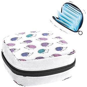 Vrouwen Maandverband Pads Handtas Dames Menstruatie Cup Pouch Meisjes Draagbare Tampon Opbergtas Leuke Egel Periode Pouch met Rits, Meerkleurig, 4.7x6.6x6.6 in/12x17x17 cm, Toilettas