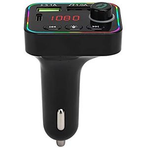 Bluetooth FM-zender, Auto MP3-speler Bluetooth V5.0 Autoradio Audio-adapter FM-zender Snellader Automuziekspeler FM-modulator met Kleurrijke LED