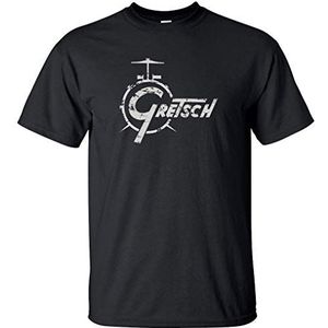 Gretsch Drums Distress Wit Logo Zwart of Donker Grijs Tee Shirt Mens Ronde Hals Korte Mouwen Bottoming T-Shirt Mode Casual Tops - zwart - Een maat