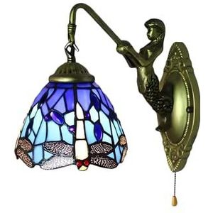 Wandlamp, Tiffany Stijl Gebrandschilderd Glas Wandlamp, Bloemblaadje Vormige Wandlamp Traditionele 1 Lamp Antieke Tiffany Messing Wandlamp