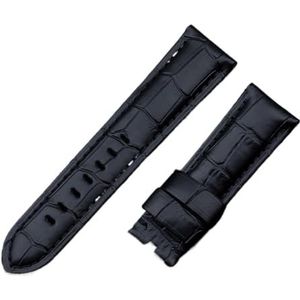 YAGHANG 22mm 24mm 26mm Italië Kalf Bamboe Lederen Horlogeband Compatibel Met Panerai Band Horloge Band Met Gesp PAM441/111/386 Accessoires(Blk Blk line,24MM PAM_MATT SILVER BUCKLE)