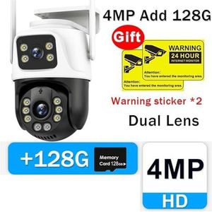 Beveiligingscamera Draadloos Buiten 9MP 4K IP Camera Outdoor 8X Zoom Drie Lens Auto Tracking Bewakingscamera Beveiliging PTZ CCTV camera's voor thuisbeveiliging nachtzicht (Color : 1, Size : 4MP Add