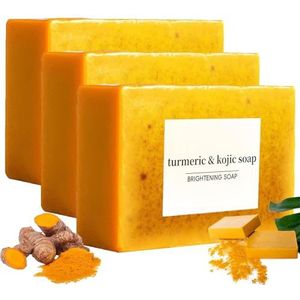 Turmeric Kojic Acid Cleansing Soap, Turmeric Soap Bar for Face & Body, Turmeric Kojic Acid Soap Bar, Tumeric Soap, Kojic Acid and Turmeric Cleansing Pads, Turmeric & Kojic Soap (3pcs)