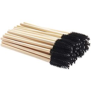 MyAoKuE-UP 100 Pack Bamboo Handle Mascara Wands Wegwerp Eyelash Brush Eco-vriendelijke Lash Extension Tool, Black