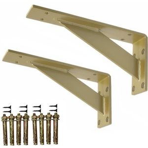 HDEYRSX 2 stuks Plankdrager Plank Beugel,Driehoekige Wandhouders,Zwevende Plankhouders,haakse steunbeugels van 90 graden,Planksteun voor Woonkamer,Slaapkamer,met Schroeven,Goud (65cm x 30cm)