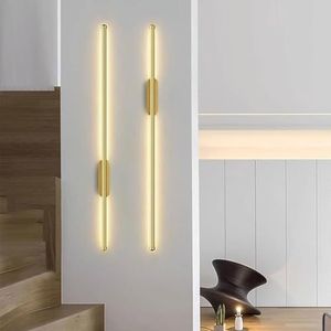 XLERDZSW Moderne led-wandlamp, tweeset, dimbaar op batterijen, met afstandsbediening, draadloos, USB, oplaadbaar, voor woonkamer, slaapkamer, lange lineaire strip