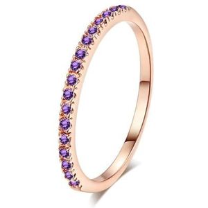 Dames veelkleurige sieraden maat 5.5-10 eenvoudige verlovingsring zirkoon micro-plated roségouden ring for dames (Color : RoseGoldPurpleStone_8)