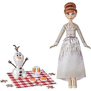 Disney Frozen 2 Anna en Olafs Picknick, Olaf-pop, Anna-pop met jurk en modepopaccessoires, speelgoed voor kinderen vanaf 3 jaar