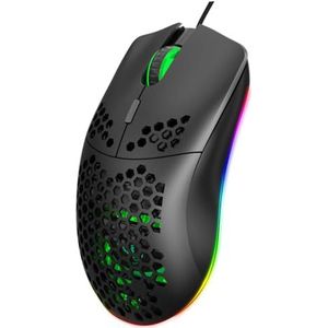 LODDEYEE Computer Muis Gat Muis RGB Lichtgevende 6-Knoppen Gaming Muis Programmeerbaar Gat Ontwerp Computer Mu