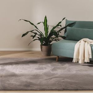 benuta Basic Vloerkleed woonkamer Furry - Grijs 160x230 cm - Zacht Kunstvezel Vachtkleed - Antislip onderkant - Wasbaar - Voor vloerverwarming geschikt