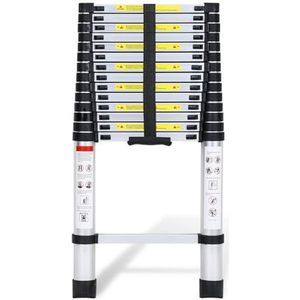 SWANEW Aluminium telescopische ladder, uittrekbare ladder, vouwladder, staande ladder, antislip, multifunctionele ladder, huishoudladder, draagvermogen van 150 kg, 4,4 m