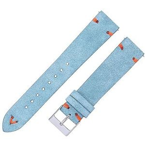 LQXHZ Suède Horlogebandjes 18mm 20mm Hand Gestikt Beige Groen Blauw Suède Lederen Horlogebanden For Man Vrouw Quick Release Horloge Armband (Color : Sky blue 2, Size : 20mm)