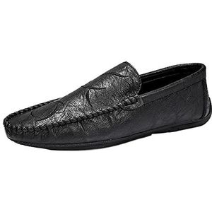 Heren Loafers Mocassins Schoenen Effen Kleuren Veganistisch Leer Resistent Flexibel Platte Hak Casual Prom Slip On(Black,41 EU)