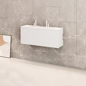 XCLOOZGL Modern Stijl Wifi Router Opbergdoos Verstopper Grote Capaciteit Projector Plank Wandmontage of Bureaublad Kabelmanagement Doos Houten Modem Organizer Stekkerdoos,A,50X11X21CM