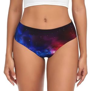 yagDAA Rood Blauw Galaxy Print Dames Ondergoed Zachte Elastische Bikini Slips Knickers Dames Hipster Slipje Onderbroek, Zwart, XS