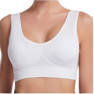 Sportbeha Dames Ademende, Coole Hijsbeha Mesh Sportbeha Comfortabel Hol Geen Draadringondergoed Sportbeha Comfortabele(White,XXL)