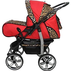 SaintBaby Red Leo 98 3-in-1 Kinderwagen, 3-in-1 set, Isofix Buggy, combi-kinderwagen, King Car by SaintBaby Red Leo 98, 3-in-1 (inclusief autostoel)