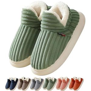 Sunmoine Cloud Slippers, Pillow Warm Fuzzy House Slippers, Unisex Winter Cozy Fashion Soft Slip-On Plush Slippers Casual Home Shoes (36-37,Green)