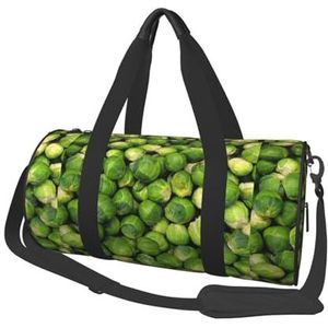 Groene spruitjesprint, grote capaciteit reizen plunjezak ronde handtas sport reistas draagtas fitness tas, zoals afgebeeld, Eén maat