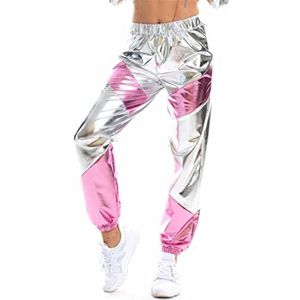 Dames Glitter Metallic Sweatshirt Glitter Hooded Sweatshirt High Waist Glitter/Jogging Sweatpants (top en broek apart te koop) Disco Oufits Clubwear (P03,XL)