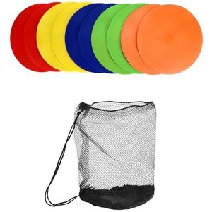QWORK® Set van 10 markeerschijven 23cm met opbergtas, speelveldmarkering, vloermarkering voor voetbal, basketbal, handbal - 5 kleuren