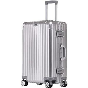 Aluminium Reisbagage met Spinnel Wiel 20 Inch Boarding Bagage Koffer Big Size Familie Koffer, Zilver, 20