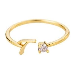A-Z Initiaal Ringen voor Vrouwen Open Verstelbare Roestvrij Staal Trouwring Trend Gouden Kleur Paar Sieraden Accessoires -7-T-verzilverd